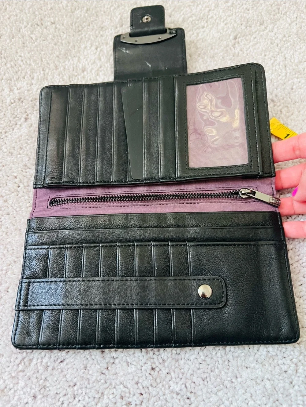 Kooba Black Leather Clutch Wallet with Silver Hardware